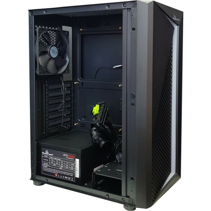 POWERTECH Gaming case PT-848, tempered glass, 80mm fan, PSU 500W PT-864