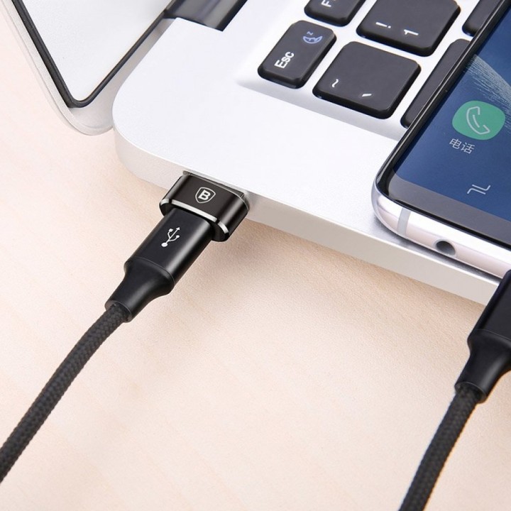 Baseus Μετατροπέας USB-A male σε USB-C female Black (CAAOTG-01)