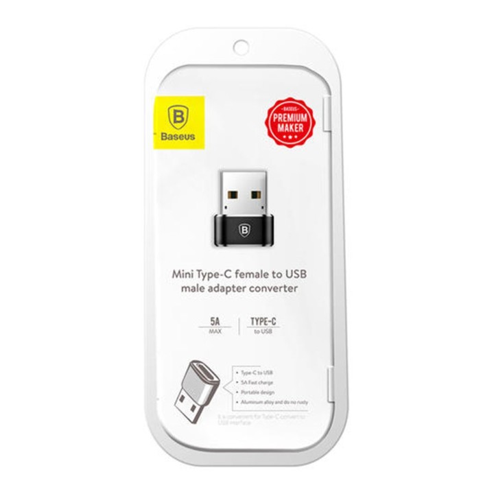 Baseus Μετατροπέας USB-A male σε USB-C female Black (CAAOTG-01)