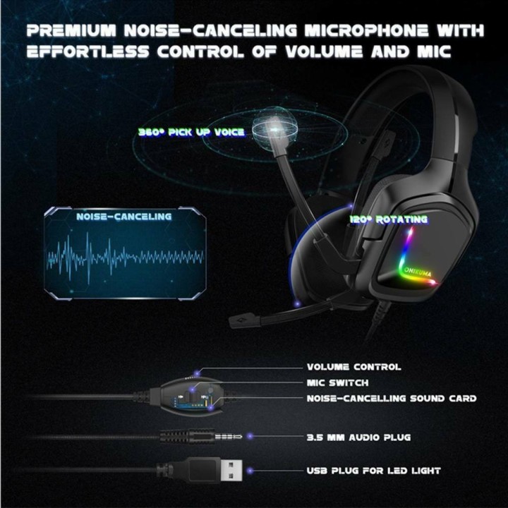 Onikuma K20 Over Ear Gaming Headset με σύνδεση  3.5mm