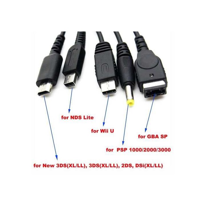 5in1 USB cable compatible for 3DS / NDSi / NDSL / GBA SP / PSP / Wii U