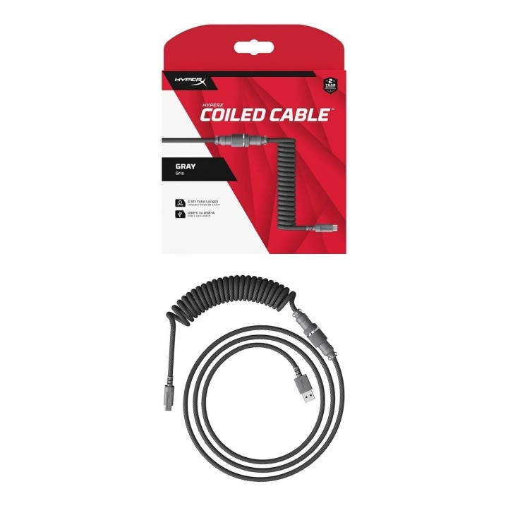 HyperX Spiral USB 2.0 Cable USB-C male - USB-A Γκρι