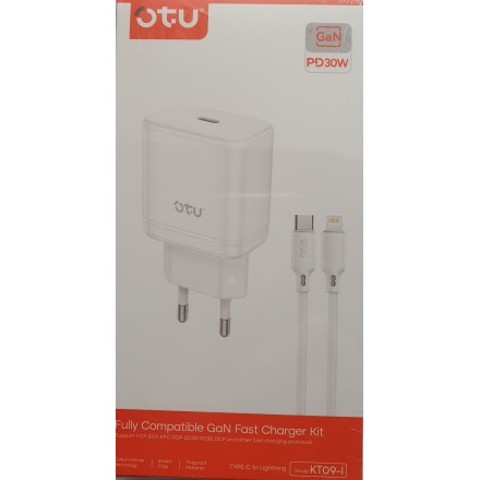 OTU Φορτιστής με Θύρα USB-C και Καλώδιο Lightning 30W Power Delivery Λευκός (KT09-I)