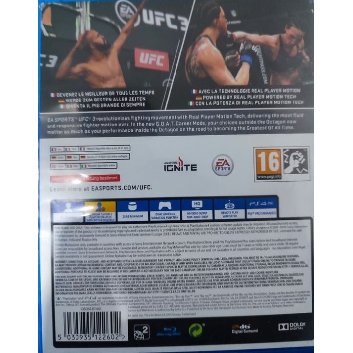 UFC 3 PS4 GAMES Used-Μεταχειρισμένο(CUSA-06534)