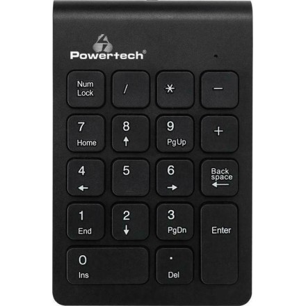 POWERTECH ασύρματο αριθμητικό πληκτρολόγιο PT-939, 2.4GHz, μαύρο