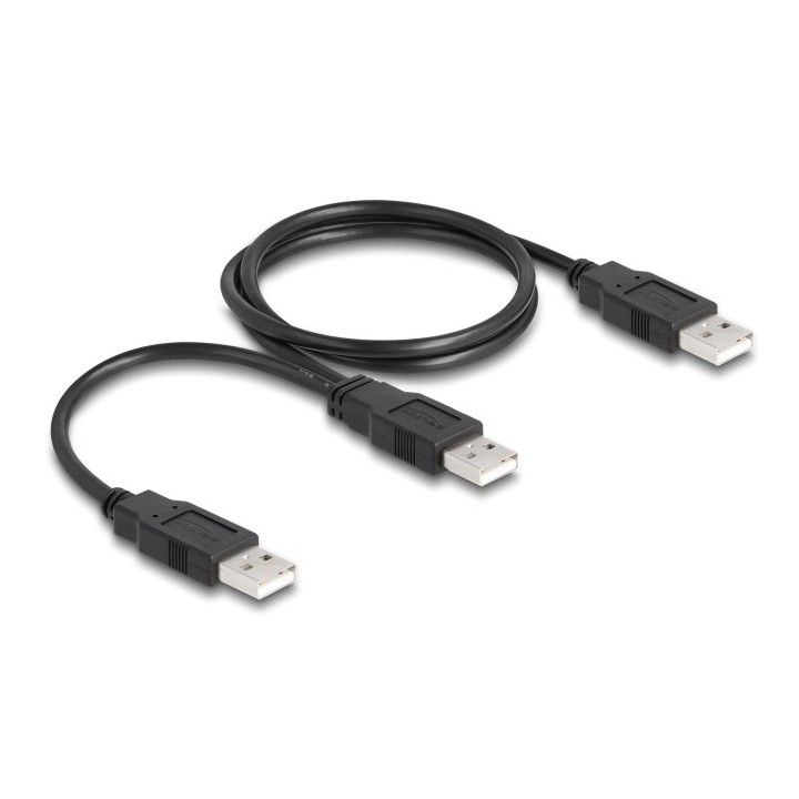 DELOCK καλώδιο USB σε 2x USB 80000, 480Mbps, 70cm, μαύρο