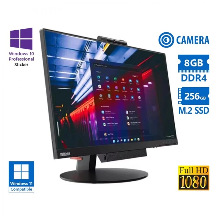 Refurbished Grade A Lenovo ThinkCentre M720q AIO w/TIO24 Gen3 23.8\"FHD/i5-8400T/8GB DDR4/256GB M.2 SSD/No ODD/Webcam/10P