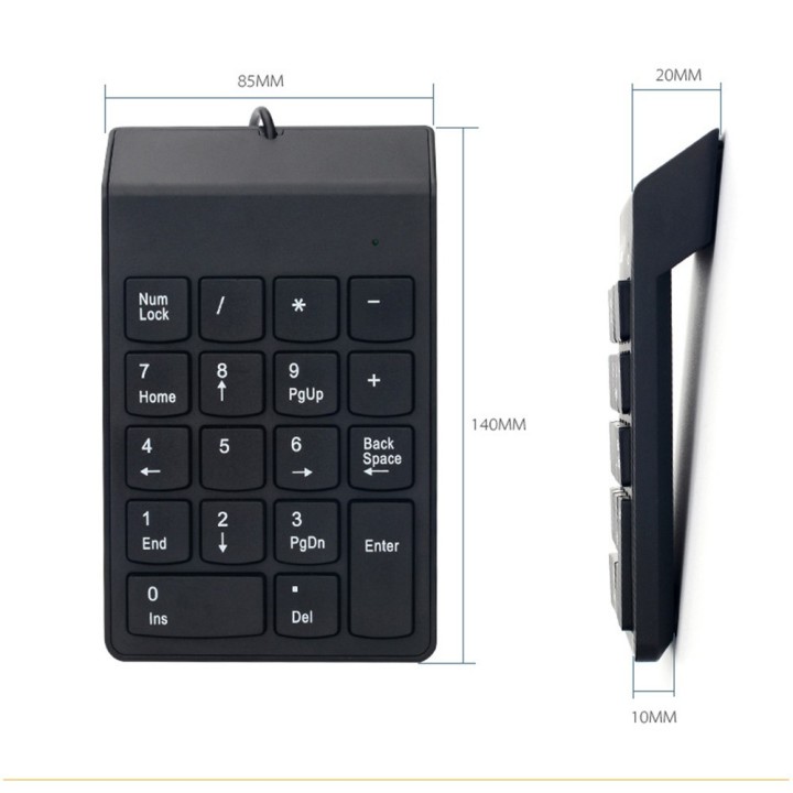 Πληκτρολόγιο Ενσύρματο USB Mini K2, Num pad, Μαυρο(6185)