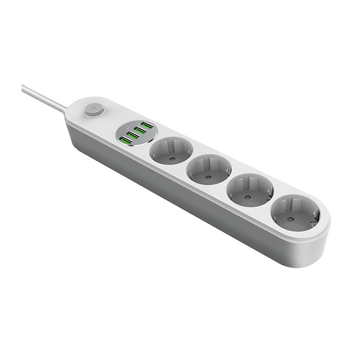 Ldnio Πολύπριζο Ασφαλείας 4 Θέσεων με 4 USB-A, Διακόπτη και Καλώδιο 2m