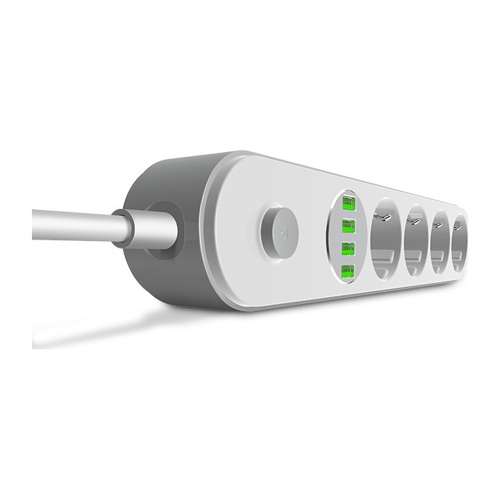Ldnio Πολύπριζο Ασφαλείας 4 Θέσεων με 4 USB-A, Διακόπτη και Καλώδιο 2m