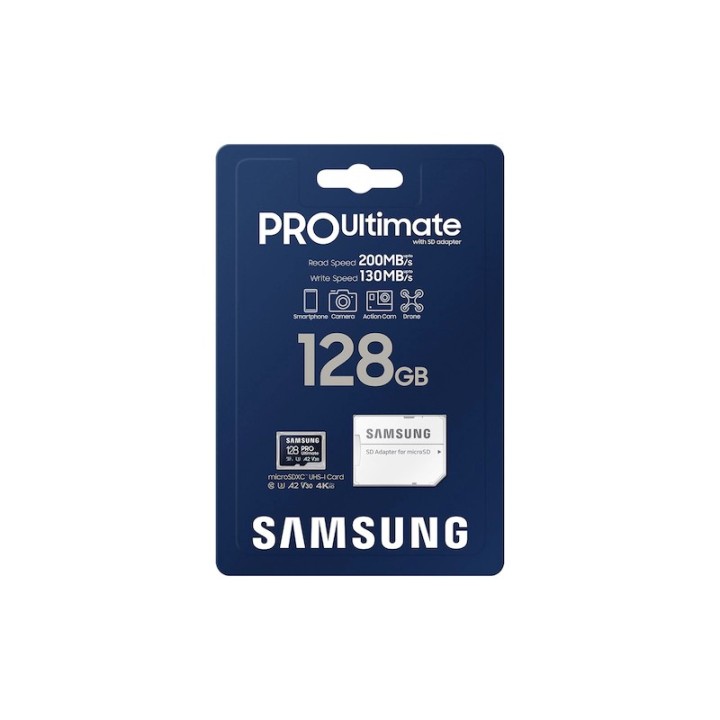 Samsung PRO Ultimate microSDXC 128GB Class 10 U3 V30 A2 UHS-I με αντάπτορα