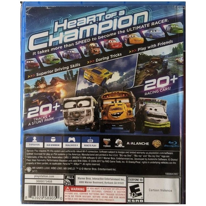 CARS 3 DRIVEN TO WIN PS4 GAMES