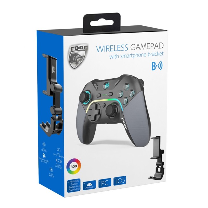 Roar RR-0022 Ασύρματο Gamepad για Android / PC / Switch / iOS Μαύρο