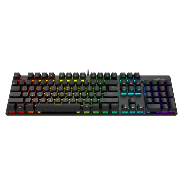 POWERTECH gaming μηχανικό πληκτρολόγιο PT-1254, ενσύρματο, RGB, μαύρο Ελληνικό