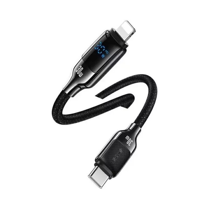 USAMS καλώδιο Lightning σε USB-C SJ741, 30W, 480Mbps, 1.2m, μαύρο