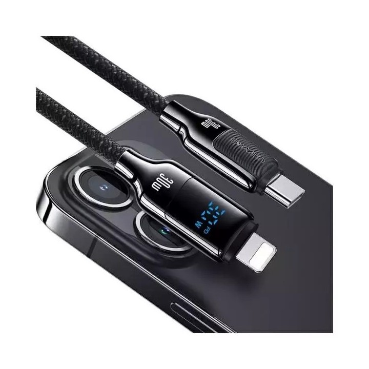 USAMS καλώδιο Lightning σε USB-C SJ741, 30W, 480Mbps, 1.2m, μαύρο