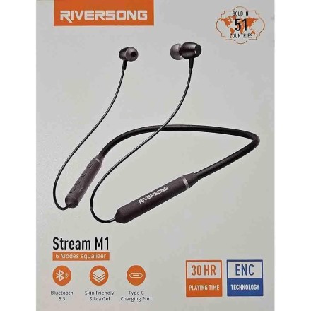 Riversong Stream M1 In-ear Bluetooth Handsfree Ακουστικά με Αντοχή στον Ιδρώτα Μαύρα