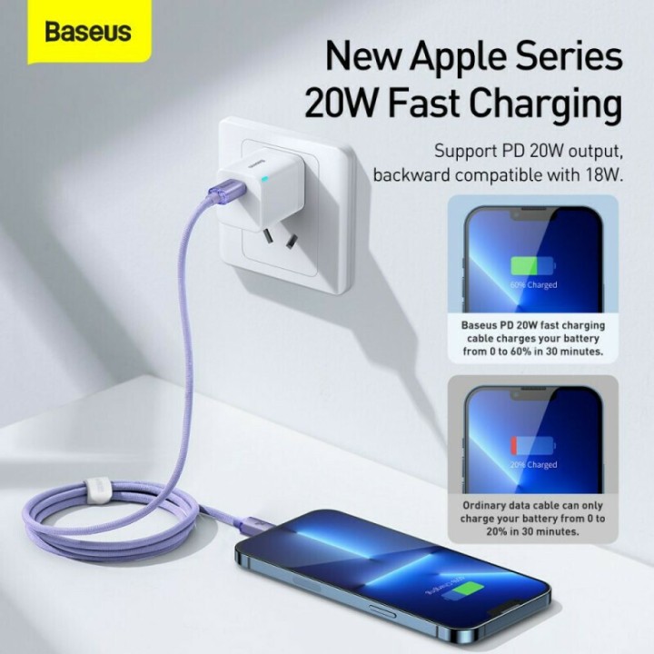 Baseus Crystal Shine Series Cable Type-C to Lightning 20W 1.2m Lilac(CAJY000205)