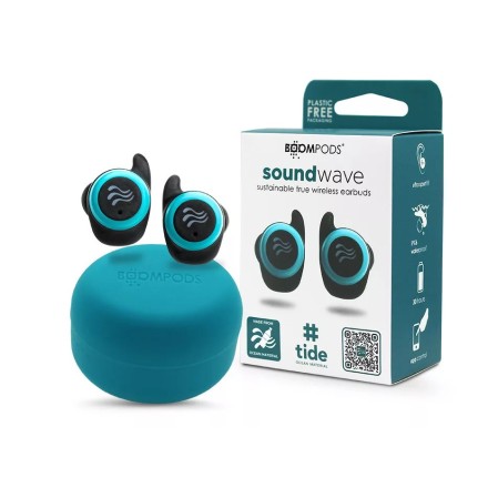 Boompods Soundwave In-ear Bluetooth Handsfree Ακουστικά με Αντοχή στον Ιδρώτα και Θήκη Φόρτισης Μπλέ