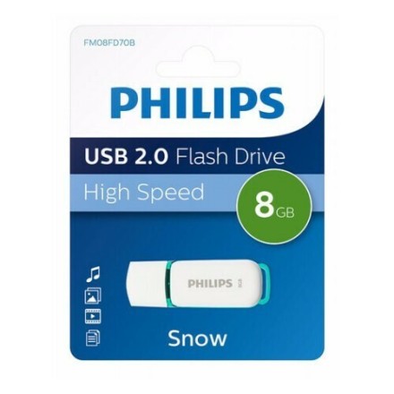 Philips Snow 8GB USB 2.0 Stick Λευκό (FM08FD70B/00) (PHIFM08FD70B-00)