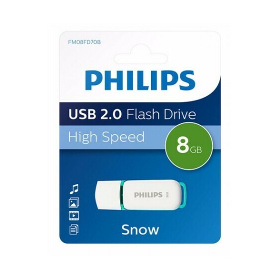 Philips Snow 8GB USB 2.0 Stick Λευκό (FM08FD70B/00) (PHIFM08FD70B-00)