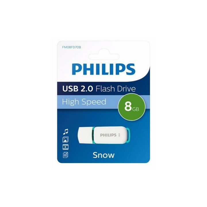 Philips Snow 8GB USB 2.0 Stick Λευκό (FM08FD70B/00) (PHIFM08FD70B-00)