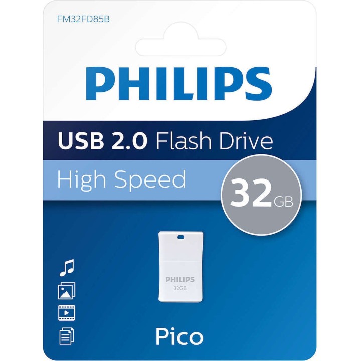 Philips Pico 32GB USB 2.0 Stick Γκρι (FM32FD85B/00) (PHIFM32FD85B-00)