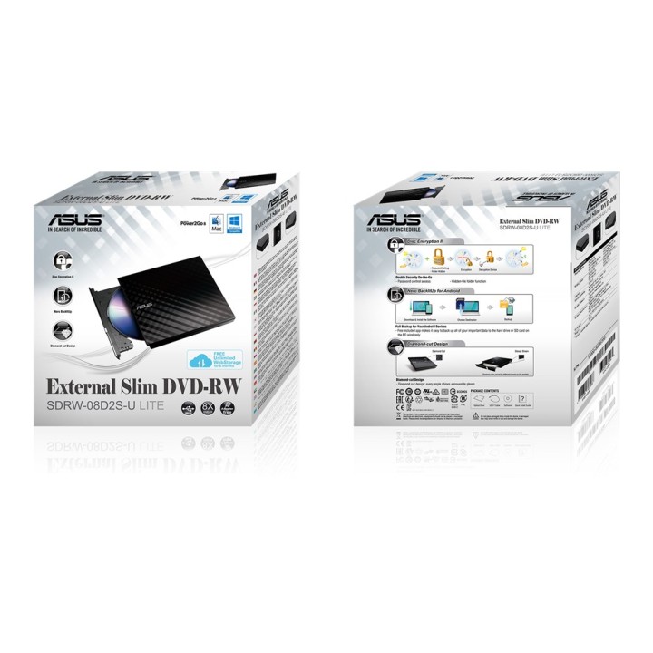 Asus SDRW-08D2S-U Lite External Optical Drive Black (90-DQ0435-UA221KZ) (ASU90-DQ0435-UA221KZ)