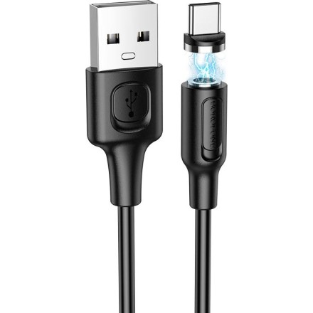Borofone BX41 Magnetic USB 2.0 Cable USB-C male - USB-A male Μαύρο 1m