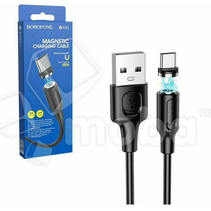 Borofone BX41 Magnetic USB 2.0 Cable USB-C male - USB-A male Μαύρο 1m