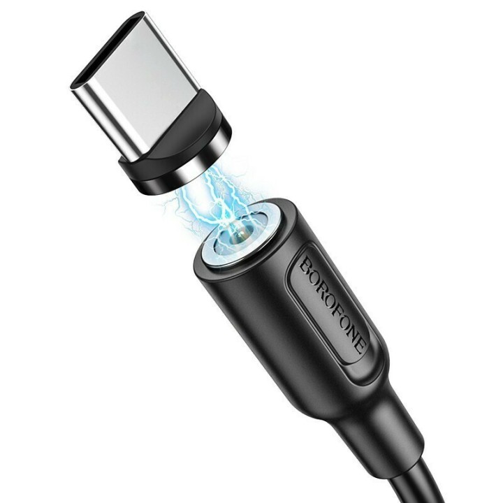 Borofone BX41 Magnetic USB 2.0 Cable USB-C male - USB-A male Μαύρο 1m