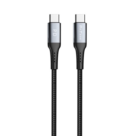 DETECH DE-43CC2 Braided USB 2.0 Cable USB-C male - USB-C 60W Μαύρο 2m (40265)
