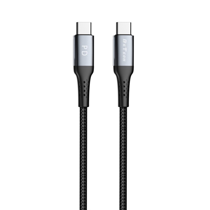 DETECH DE-43CC2 Braided USB 2.0 Cable USB-C male - USB-C 60W Μαύρο 2m (40265)