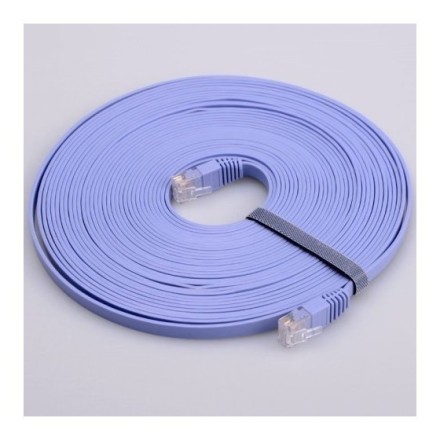 Cable LAN Cat: 6 FLAT 10 m DeTech καλώδιο δικτύου 10 μέτρα πλακέ cat6 χρώμα Γαλάζιο(18133)