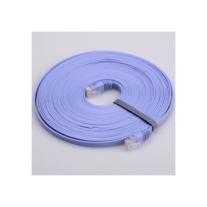 Cable LAN Cat: 6 FLAT 10 m DeTech καλώδιο δικτύου 10 μέτρα πλακέ cat6 χρώμα Γαλάζιο(18133)