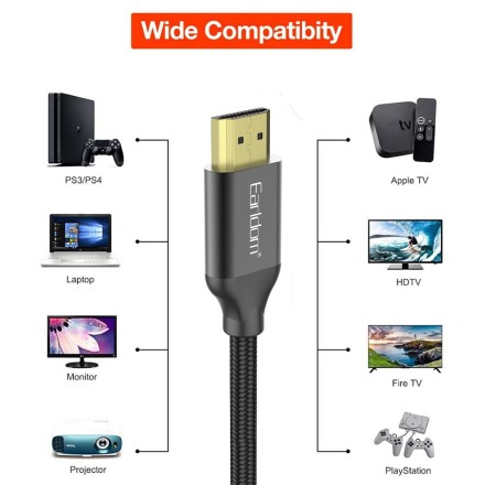 Earldom HDMI 1.4 Braided Cable HDMI male - HDMI male 3m Μαύρο(18385)