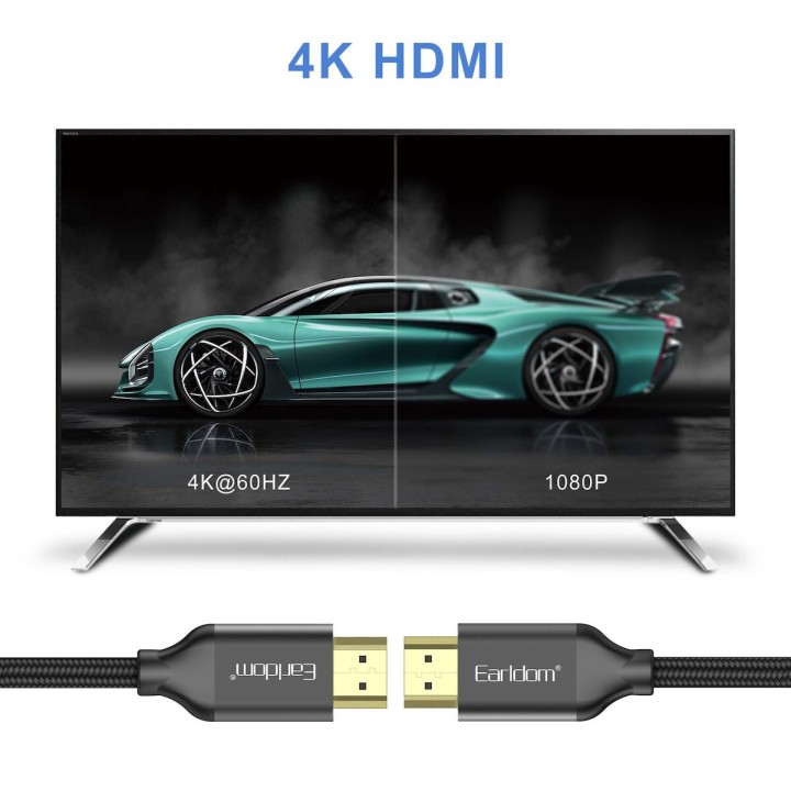 Earldom HDMI 1.4 Braided Cable HDMI male - HDMI male 3m Μαύρο(18385)