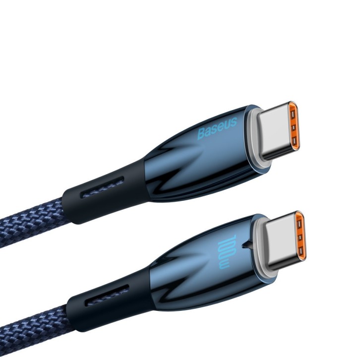 Baseus Glimmer Braided USB 2.0 Cable USB-C male - USB-C 100W Μπλε 1m (CADH000703)
