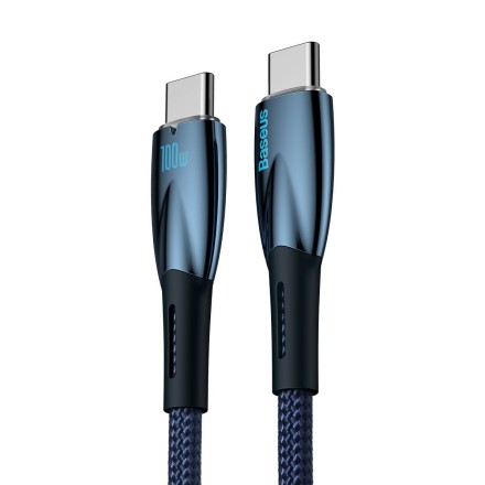 Baseus Glimmer Braided USB 2.0 Cable USB-C male - USB-C 100W Μπλε 1m (CADH000703)