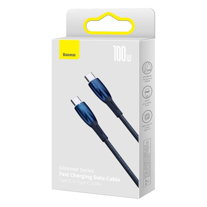 Baseus Glimmer Braided USB 2.0 Cable USB-C male - USB-C 100W Μπλε 1m (CADH000703)