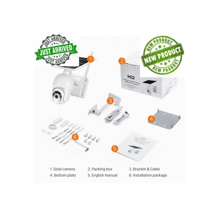 Smart security camera PST-S20-WiFi, 2.0Mp, PTZ, Solar panel, Outdoor, Wi-Fi, Tuya Smart, White Αδιάβροχη(91033)