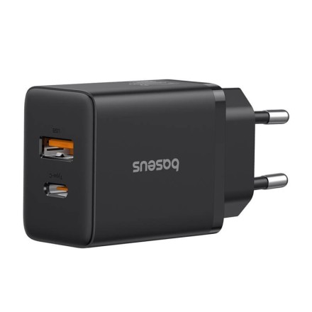 Baseus Cube Fast Charger Type- C + USB 20W EU BLACK