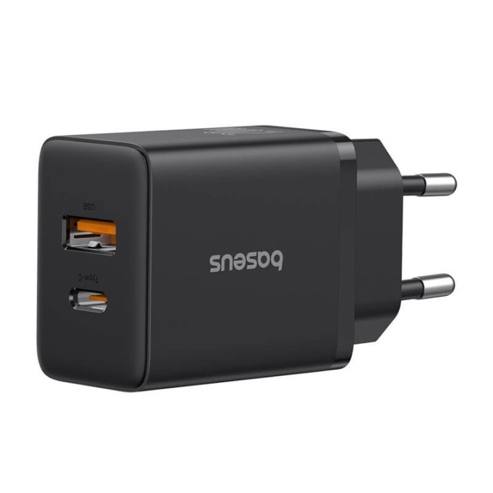 Baseus Cube Fast Charger Type- C + USB 20W EU BLACK