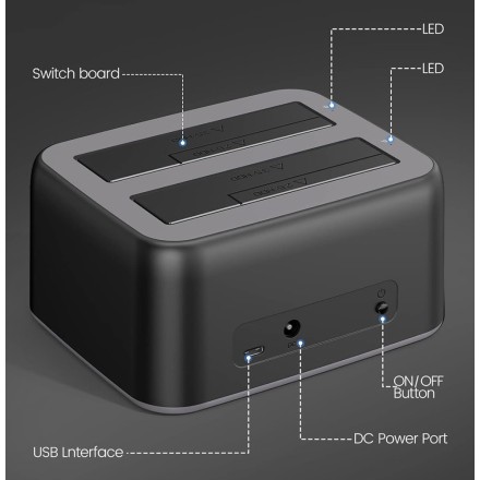 Orico Docking Station για 2 Σκληρούς Δίσκους SATA 2.5" / 3.5" με σύνδεση USB-C (6829C3-V1)