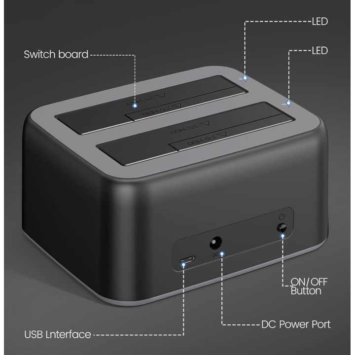 Orico Docking Station για 2 Σκληρούς Δίσκους SATA 2.5" / 3.5" με σύνδεση USB-C (6829C3-V1)