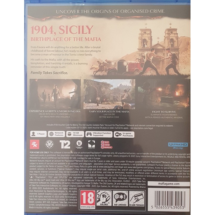 Mafia The Old Country PS5 Game Used-Μεταχειρισμένο