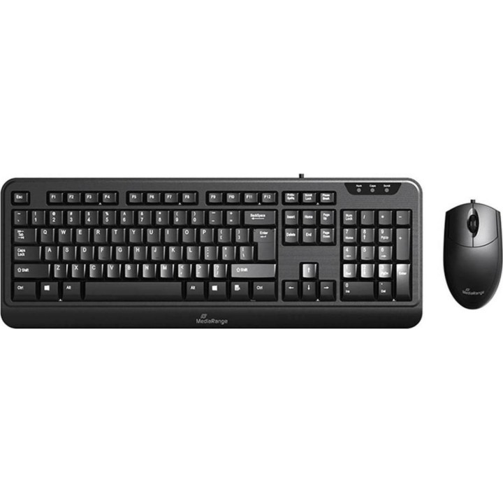 MediaRange Corded Keyboard & 3-button mouse set, Wired (Black) (MROS108-GR)
