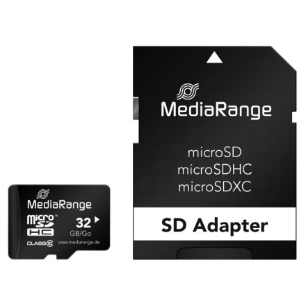 Memory Card Micro SDHC MediaRange 32GB Class 10 + SD Adapter MR959