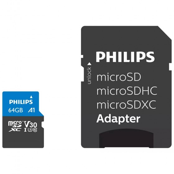 Philips Ultra Pro microSDXC 64GB Class 10 U3 V30 UHS-I με αντάπτορα (FM64MP65B/00)