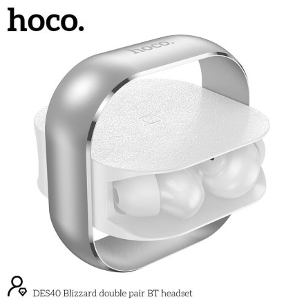 Hoco DES40 In-ear Bluetooth Handsfree Ακουστικά με Θήκη Φόρτισης Ασημί